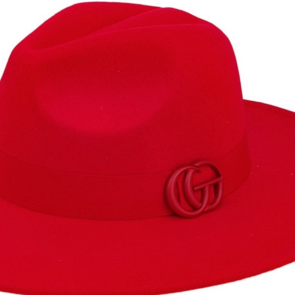 •Glam On• Felt Fedora Logo Hat (Red Edition) - Picture 12 of 14